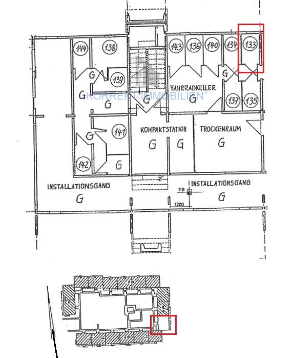 Grundriss Kellernr. 133 im UG Erdgeschosswohnung Dresden