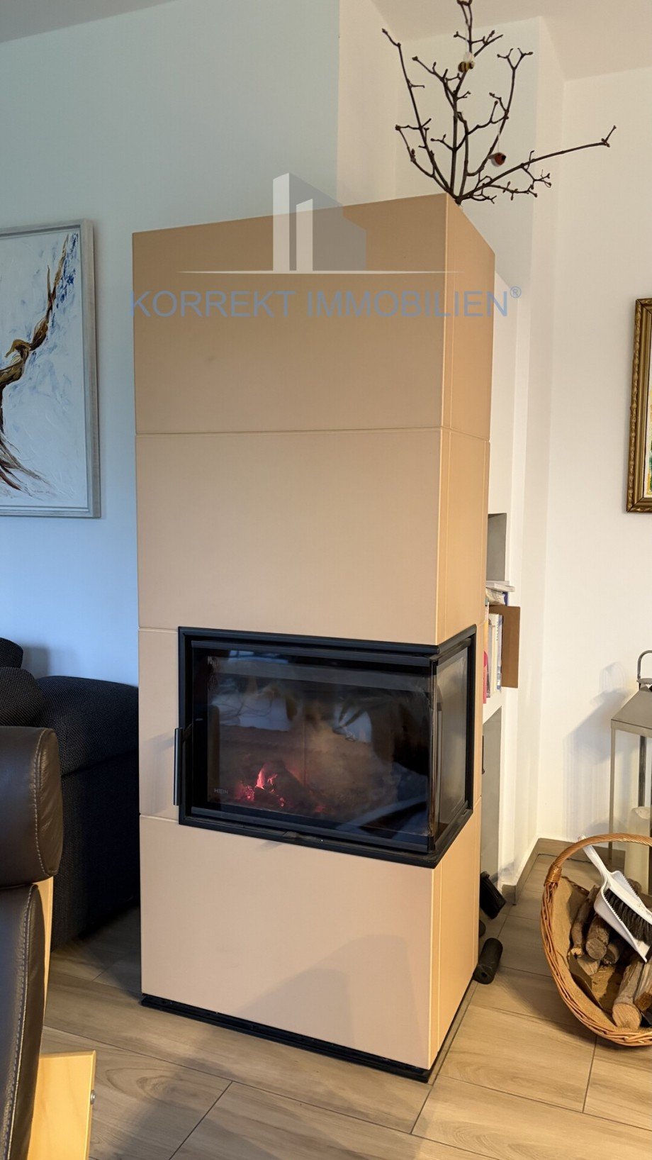 Kamin im Wohnzimmer Einfamilienhaus Radebeul