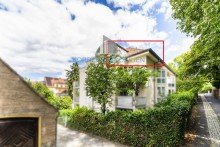 Hausansicht Single-Maisonette in Trachau/Wilder Mann. �ber den D�chern Dresdens mit Balkon & Panoramablick.