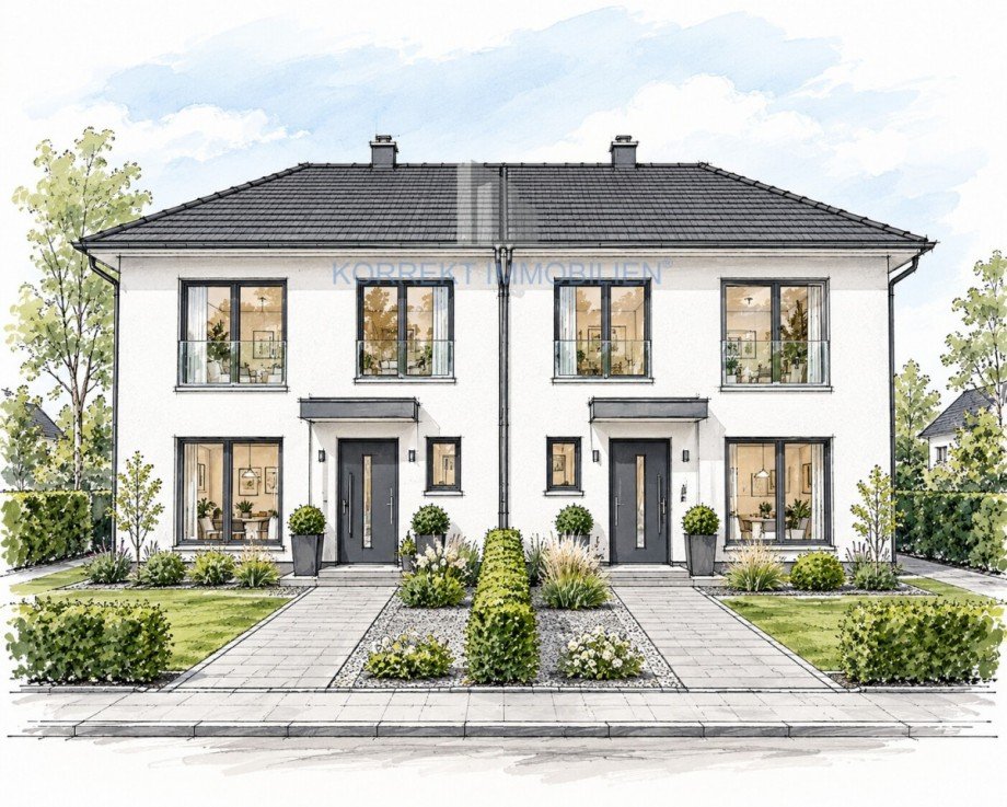 modernes Doppelhaus mit Garten - Skizze Doppelhaush�lfte Radebeul