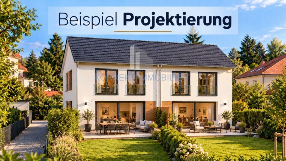 Beispiel Projektierung Terrassenansicht Doppelhaush�lfte Doppelhaush�lfte Radebeul