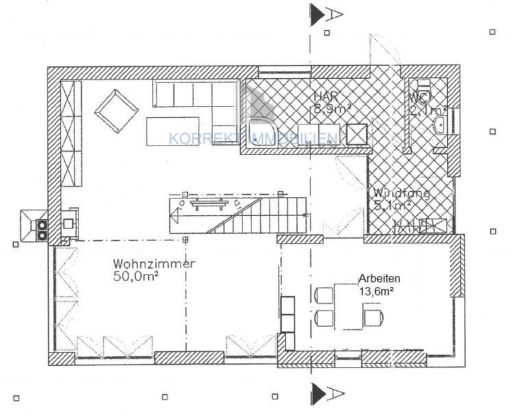 Grundriss Erdgeschoss - Ursprung Einfamilienhaus Radebeul