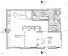 Grundriss Erdgeschoss - Ursprung Exklusives Architektenhaus mit ausgebautem Wohnnebengeb�ude auf 4.341 m� Traumgrundst�ck in Radebeul | W�rmepumpe | 2 Kamine | Carport |moderne Ausstattung