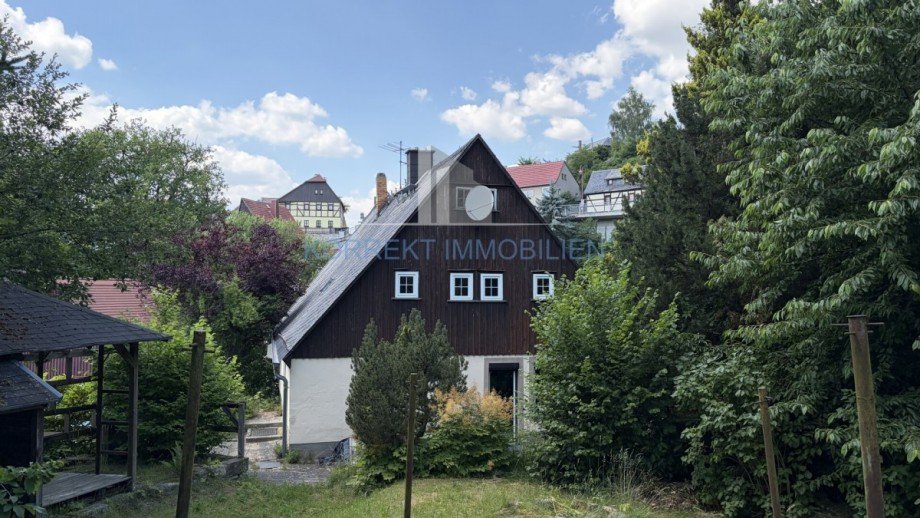 Giebelansicht Gartenseite Bauernhaus Hohnstein