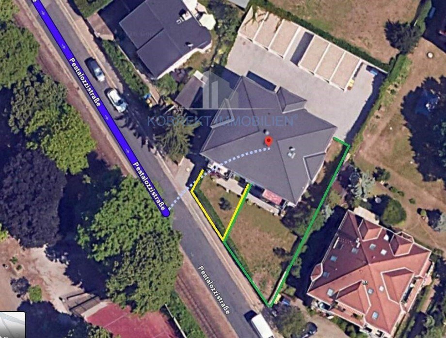 Luftbild mit Gartenseite - WE 1 gr�n Erdgeschosswohnung Radebeul