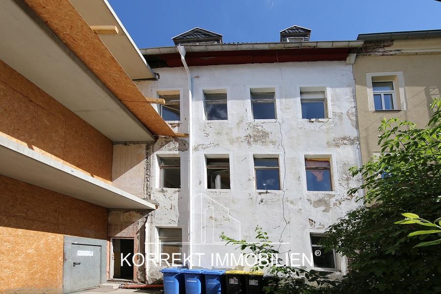 Ansicht R�ckseite Vorderhaus Mehrfamilienhaus Freiberg