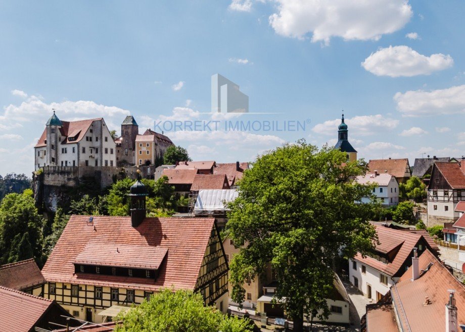 Blick zur Burg Bauernhaus Hohnstein